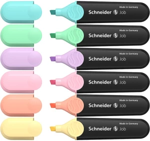 Zakreślacz Schneider Job Pastel, 5mm, ścięta, 6 sztuk, mix kolorów pastelowych